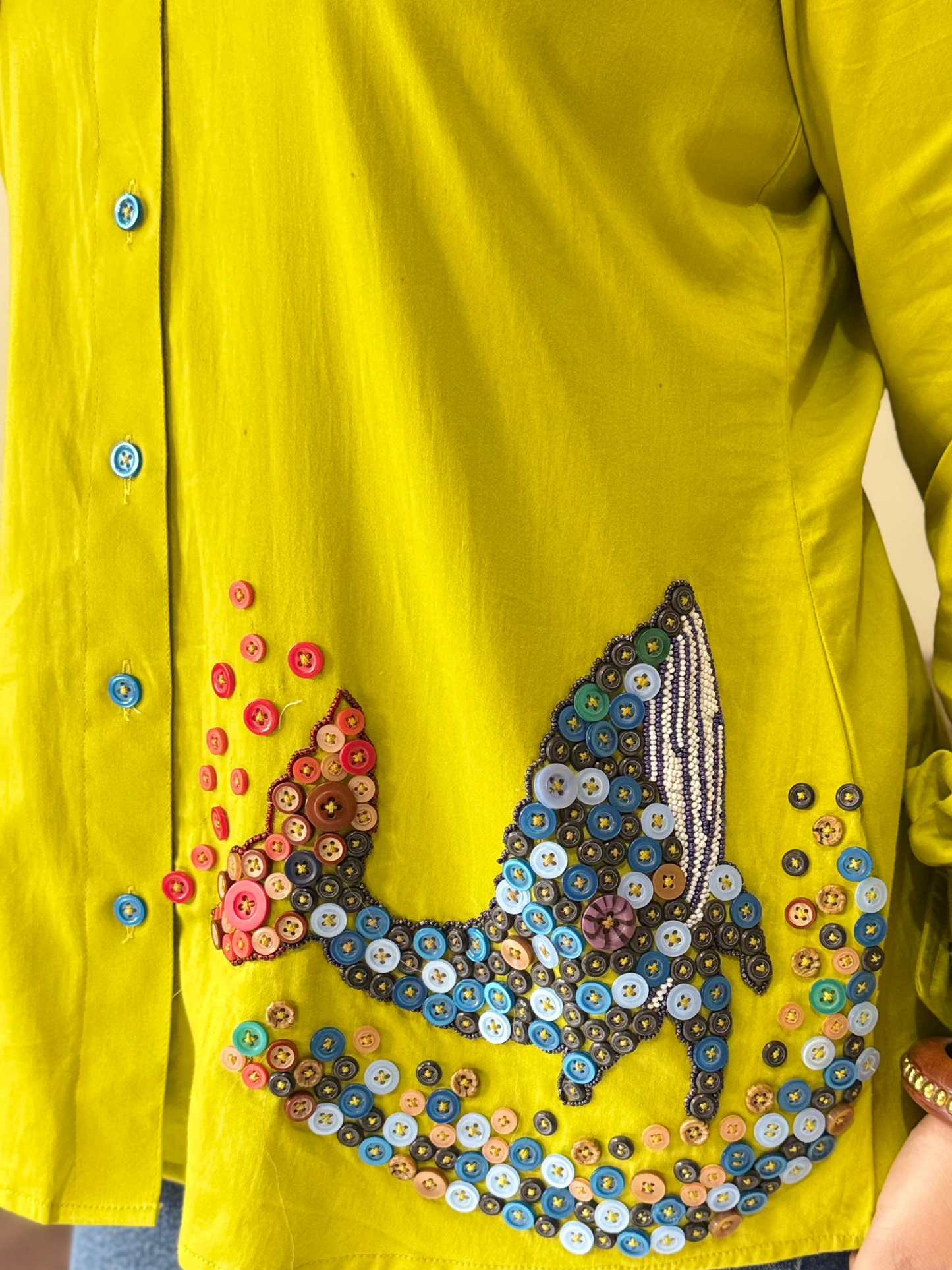 Button Down Lime Embroidered shirt