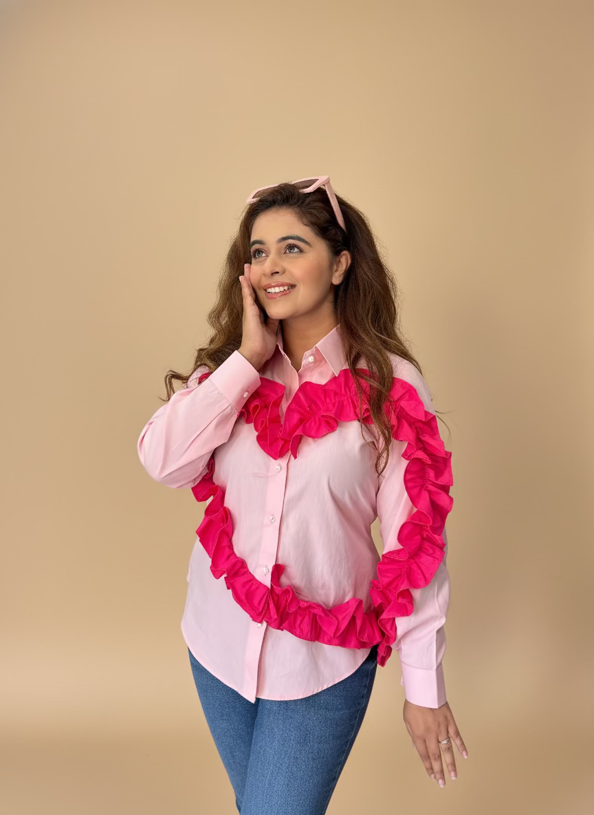 Pink Heart Ruffle Shirt