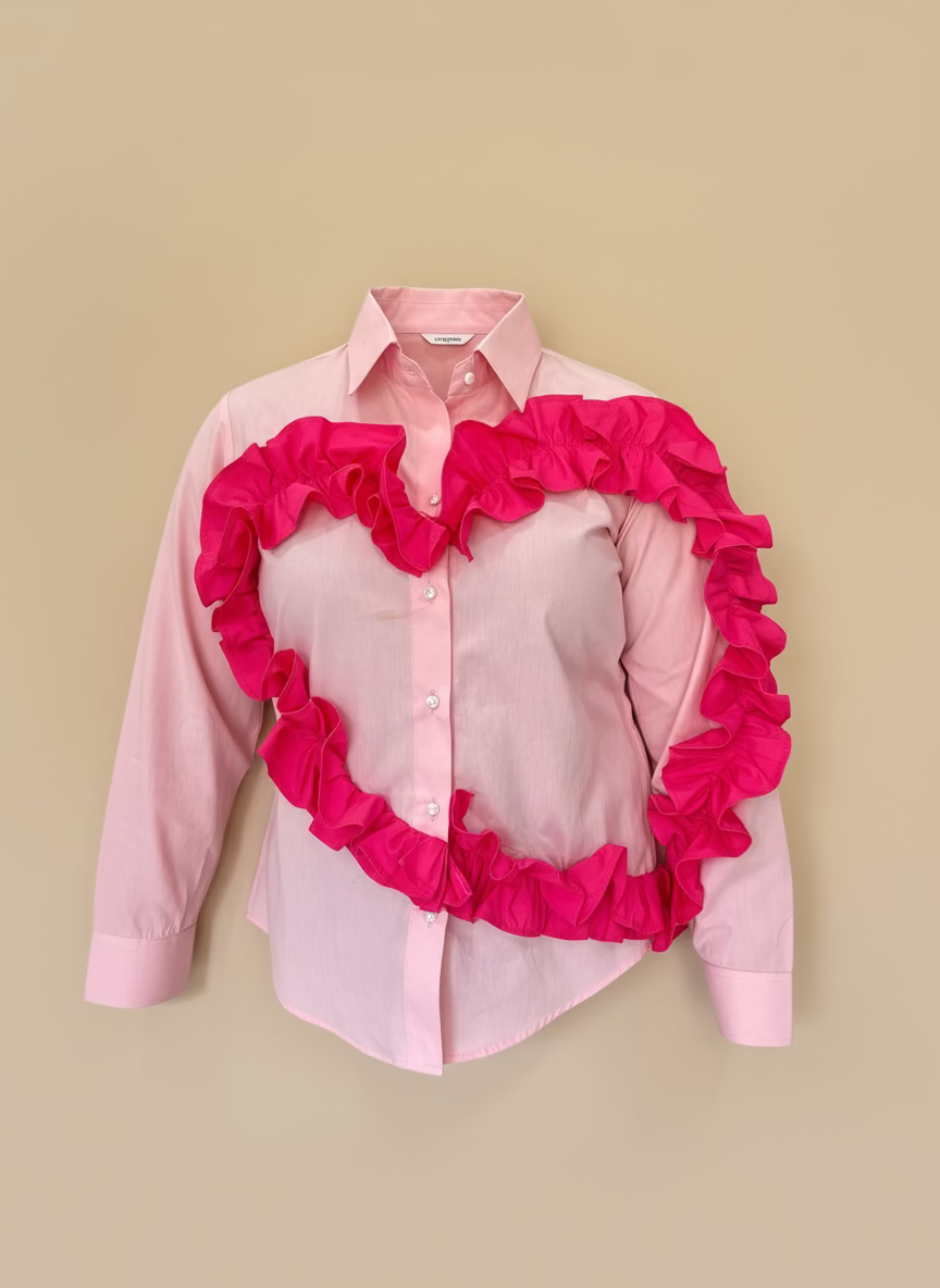 Pink Heart Ruffle Shirt