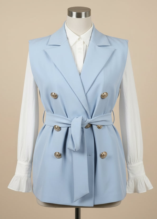 Powder Blue Tailored Vest Set