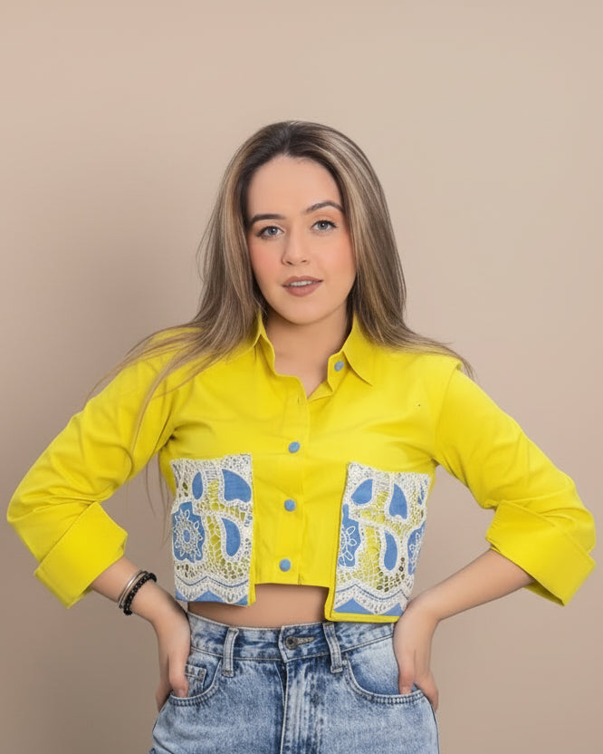 Sunshine Yellow Cropped Shirt