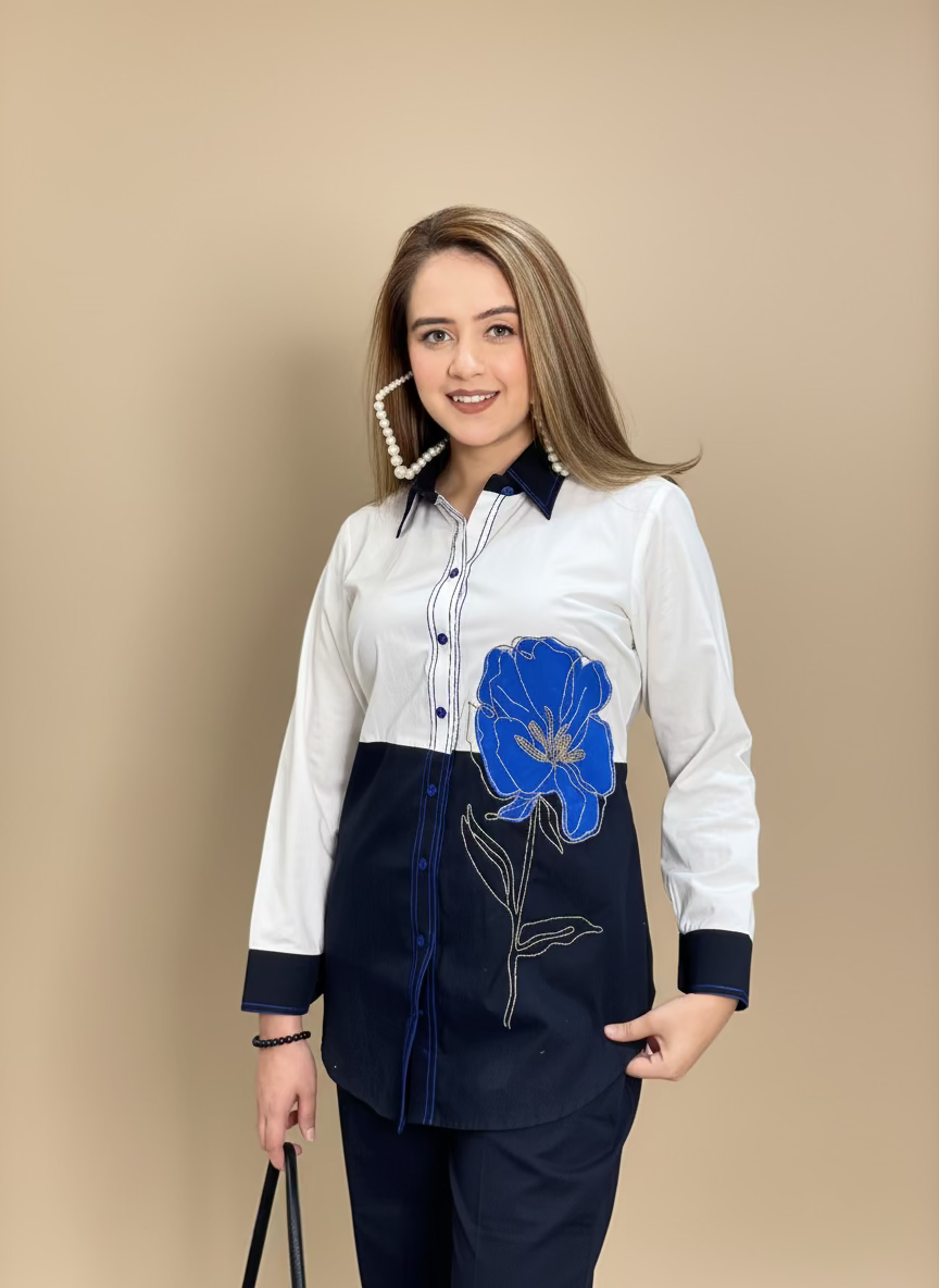 Blue Contrast Co-ord Set