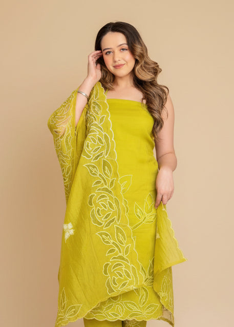 Noor - Lime Unstitched Suit Set