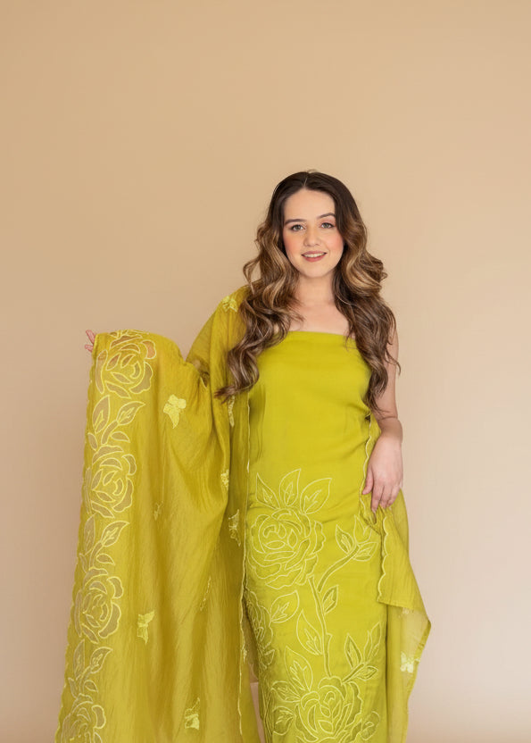 Noor - Lime Unstitched Suit Set