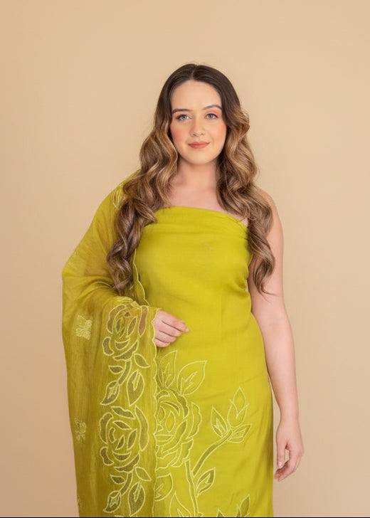 Noor - Lime Unstitched Suit Set