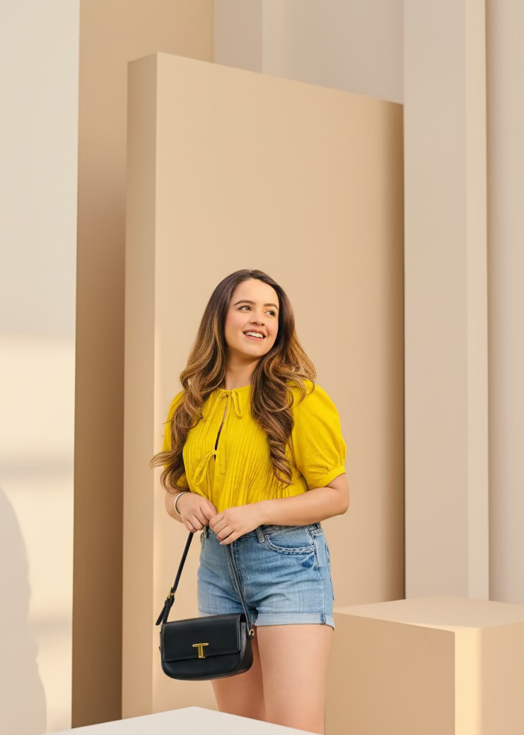 Yellow Pleated Top