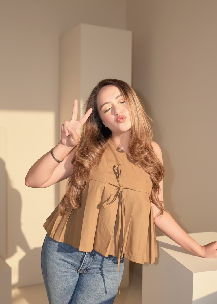 Box Pleat Front Knot Top