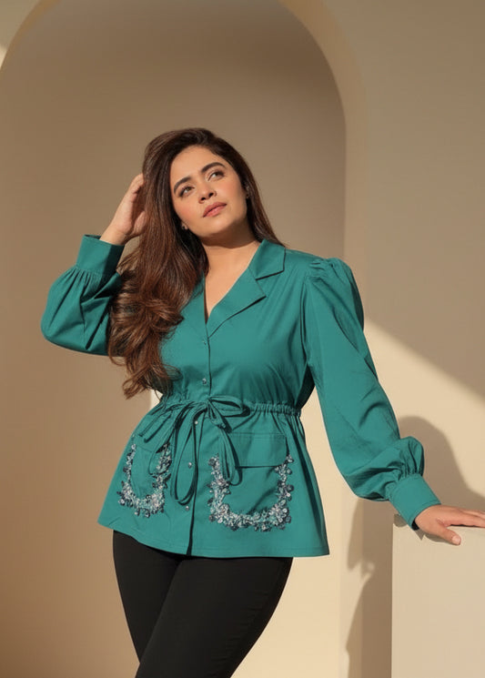 Sandstone Charm Shirt in Teal Blue