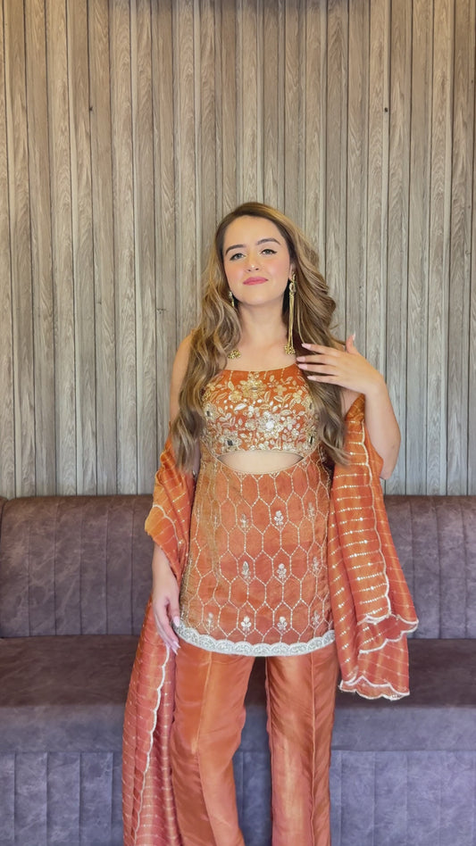 Rust Indo Western Set